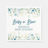 Blauwgroen Wildflowers Boy Baby shower Servet (Voorkant)