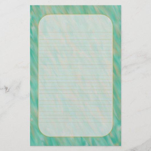 "Blauwgroen Wind" fijn gebrand banketbakkerswerk Briefpapier (Voorkant)