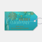 Blauwgroen winter met pretkerst cadeaulabel (Voorkant (Horizontaal))