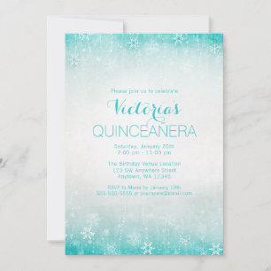 Blauwgroen winter Wonderland Quinceanera Invites Kaart