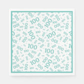 Blauwgroen/wit 100 random number pattern servet (Voorkant)