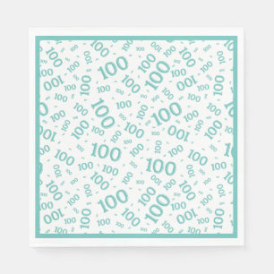 Blauwgroen/wit 100 random number pattern servet