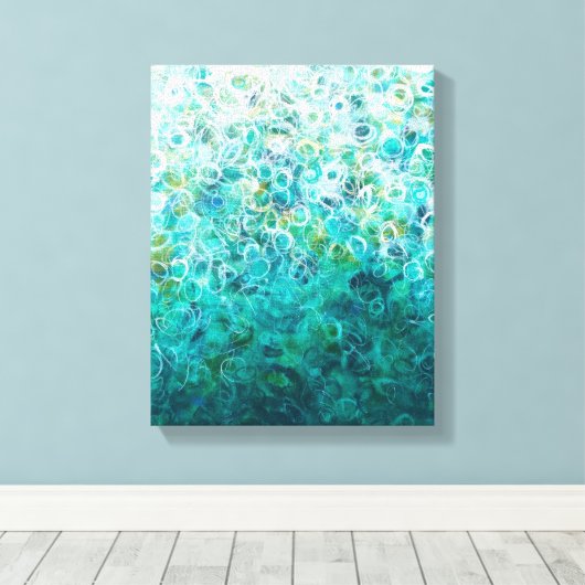 Blauwgroen wit Abstract ombre schilderend 11x14 Ca Canvas Afdruk (Insitu (Houten vloer))