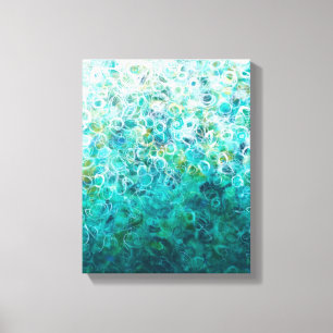 Blauwgroen wit Abstract ombre schilderend 11x14 Ca Canvas Afdruk
