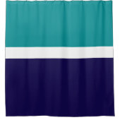 Blauwgroen Wit Blauw Plain Kleurblok Ontwerp Douchegordijn (Voorkant)