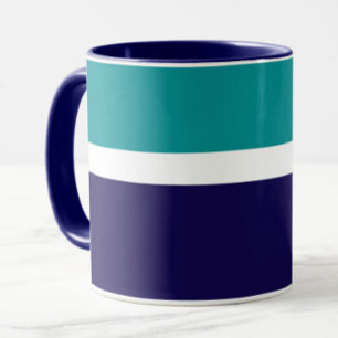 Blauwgroen Wit Blauw Plain Kleurblok Ontwerp Mok