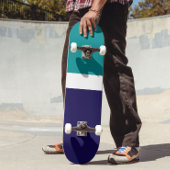 Blauwgroen Wit Blauw Plain Kleurblok Ontwerp Skateboard