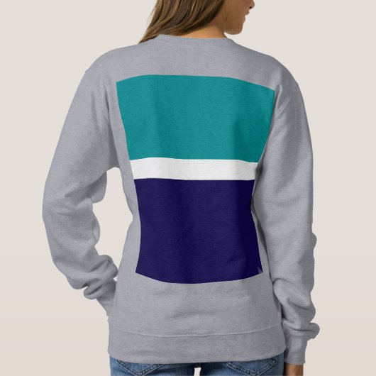 Blauwgroen Wit Blauw Plain Kleurblok Ontwerp Trui (Achterkant)