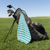 Blauwgroen wit checker diamantpatroon golfhanddoek (Groen)