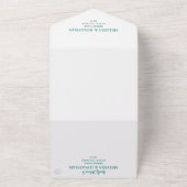 Blauwgroen Wit Elegant Bruiloft bruid en bruidegom All In One Uitnodiging (Buitenkant)