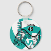 Blauwgroen, wit en zwart Volleybalontwerp Sleutelhanger (Voorkant)