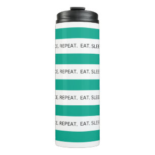 Blauwgroen & Wit Gestreepte Dans Quote Thermosbeker