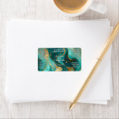 Blauwgroen Wit Goud Marmeren Cosmetica Dropper Fle Etiket (Insitu)