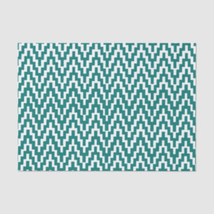 Blauwgroen wit Ikat Chevron Zig Zag Stripes Patroo Tissuepapier