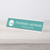 Blauwgroen & Wit - Logo, naam, beroepstitel Bureau Naambordje (Voorkant)