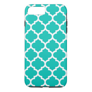Blauwgroen wit Marokkaans Quatrefoil Trellis Patte iPhone 8 Plus / 7 Plus Hoesje