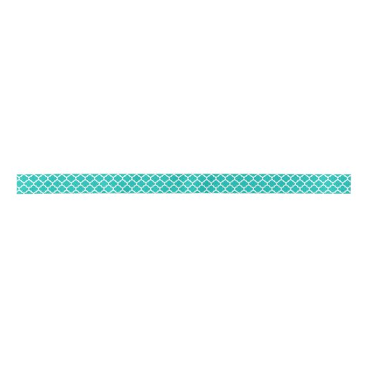 Blauwgroen wit Marokkaans Quatrefoil Trellis Patte Lint (Voorkant)