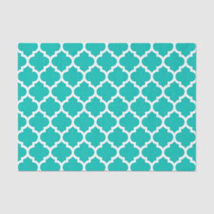 Blauwgroen wit Marokkaans Quatrefoil Trellis Patte Tissuepapier