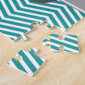 Blauwgroen wit monogram letter B Chevron Legpuzzel (Zijkant)