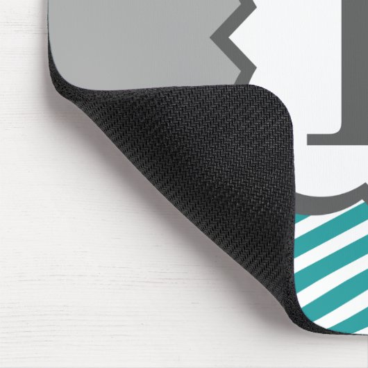 Blauwgroen wit monogram Letter F Chevron Muismat (Hoek)