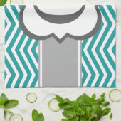 Blauwgroen wit monogram Letter G Chevron Theedoek (Gevouwen)