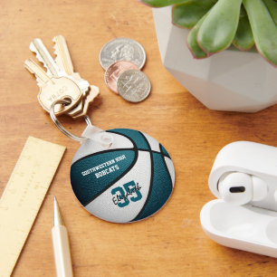 blauwgroen wit team kleuren basketbal sportgeschen sleutelhanger