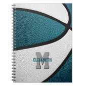 blauwgroen wit team kleuren jongens basketbal notitieboek (Voorkant)