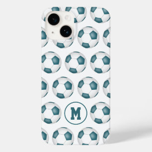 blauwgroen wit team sportkleuren voetballen Case-Mate iPhone 14 hoesje