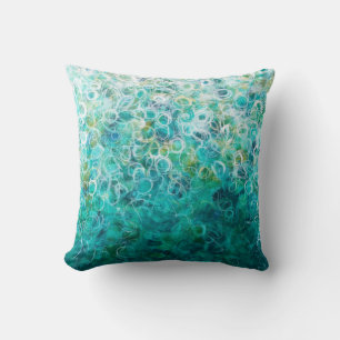 Blauwgroen witte Abstracte cirkels Afdrukpijp schi Kussen