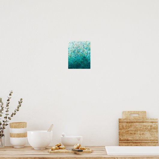 Blauwgroen, witte, Abstracte ombre die 8 x 10 afdr Poster (Keuken)
