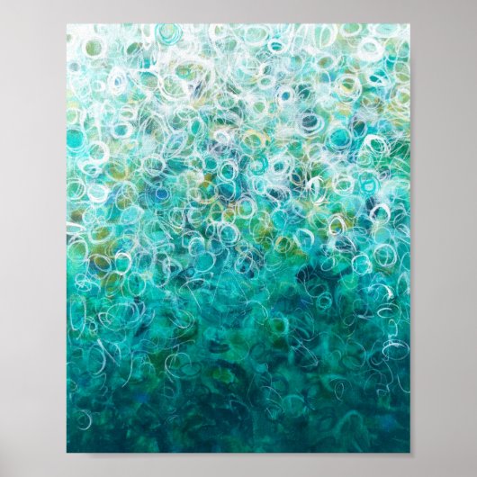 Blauwgroen, witte, Abstracte ombre die 8 x 10 afdr Poster (Voorkant)