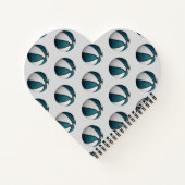 blauwgroen witte basketballen patroon meisje hart  notitieboek (Achterkant)