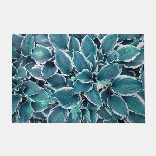 Blauwgroen & witte bladeren deurmat (Voorkant)