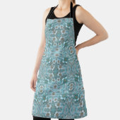 Blauwgroen witte bloemen Schort (Insitu)