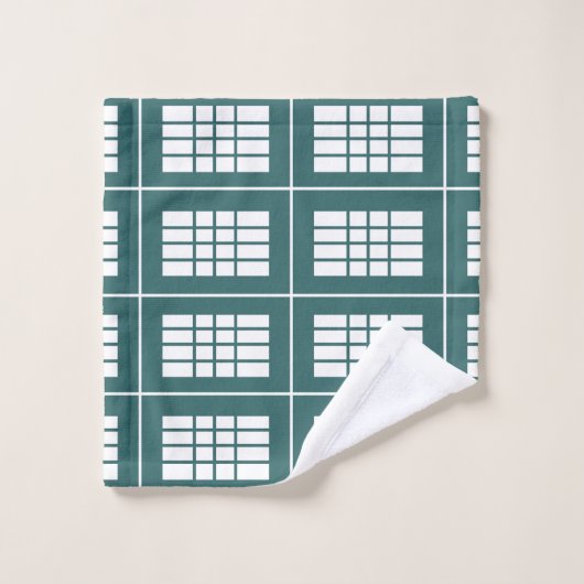 Blauwgroen witte strepen Patroon Elegant Modern Bad Handdoek (Wasdoekje)