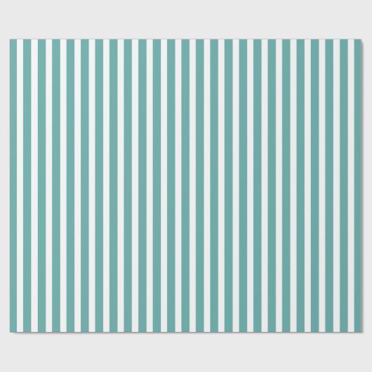 Blauwgroen Witte Strepen Verjaardag Cadeaupapier (Vlak)
