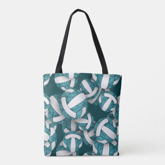 blauwgroen witte volleybal einde seizoen team gesc draagtas (Achterkant)