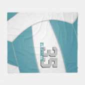 blauwgroen witte volleybalteamkleuren aangepaste n fleece deken (Voorkant (Horizontaal))