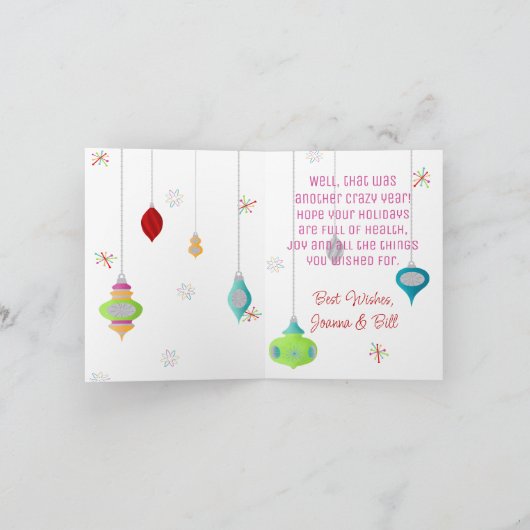 Blauwgroen Wreator Retro-kerstkaart Kaart (Binnen)