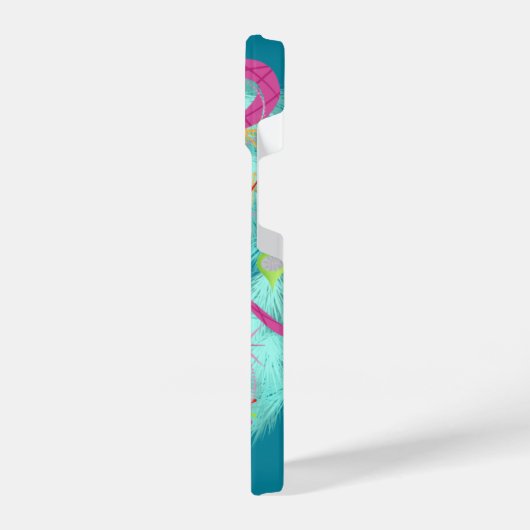 Blauwgroen Wreator Retro Kerstmis iPhone Hoesje (Linkerkant)