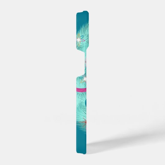 Blauwgroen Wreator Retro Kerstmis iPhone Hoesje (Rechterkant)