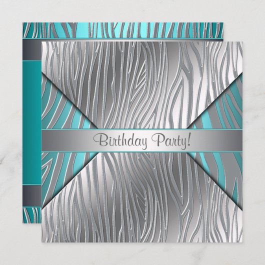 Blauwgroen Zebra Een willekeurig nummer Brithday I Kaart (Voorkant / Achterkant)