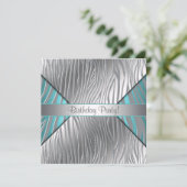 Blauwgroen Zebra Een willekeurig nummer Brithday I Kaart (Staand voorkant)