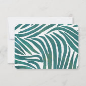 Blauwgroen Zebra Print Bruiloft RSVP (Achterkant)