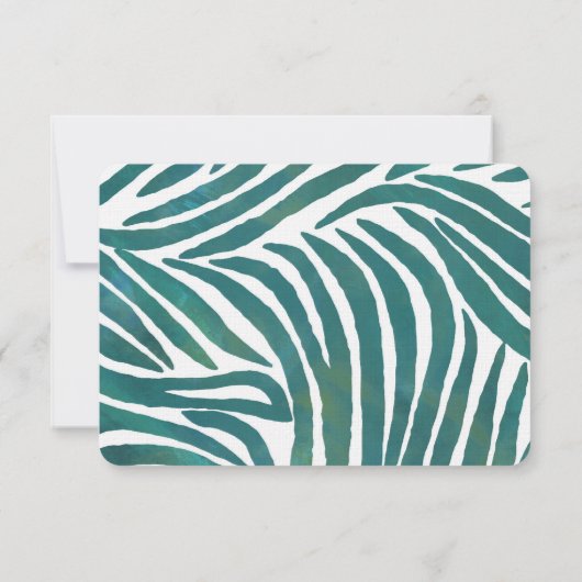Blauwgroen Zebra Print Bruiloft RSVP (Achterkant)