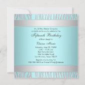 Blauwgroen Zebra Quinceanera 15e verjaardagsuitnod Kaart (Achterkant)