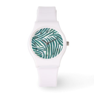 Blauwgroen zebraprint horloge