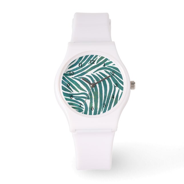 Blauwgroen zebraprint horloge (Voorkant)