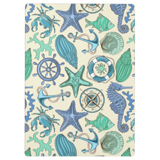 Blauwgroen Zee dierentuin Klembord (Achterkant)