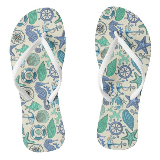 Blauwgroen Zee dierentuin Teenslippers (Voetbed)